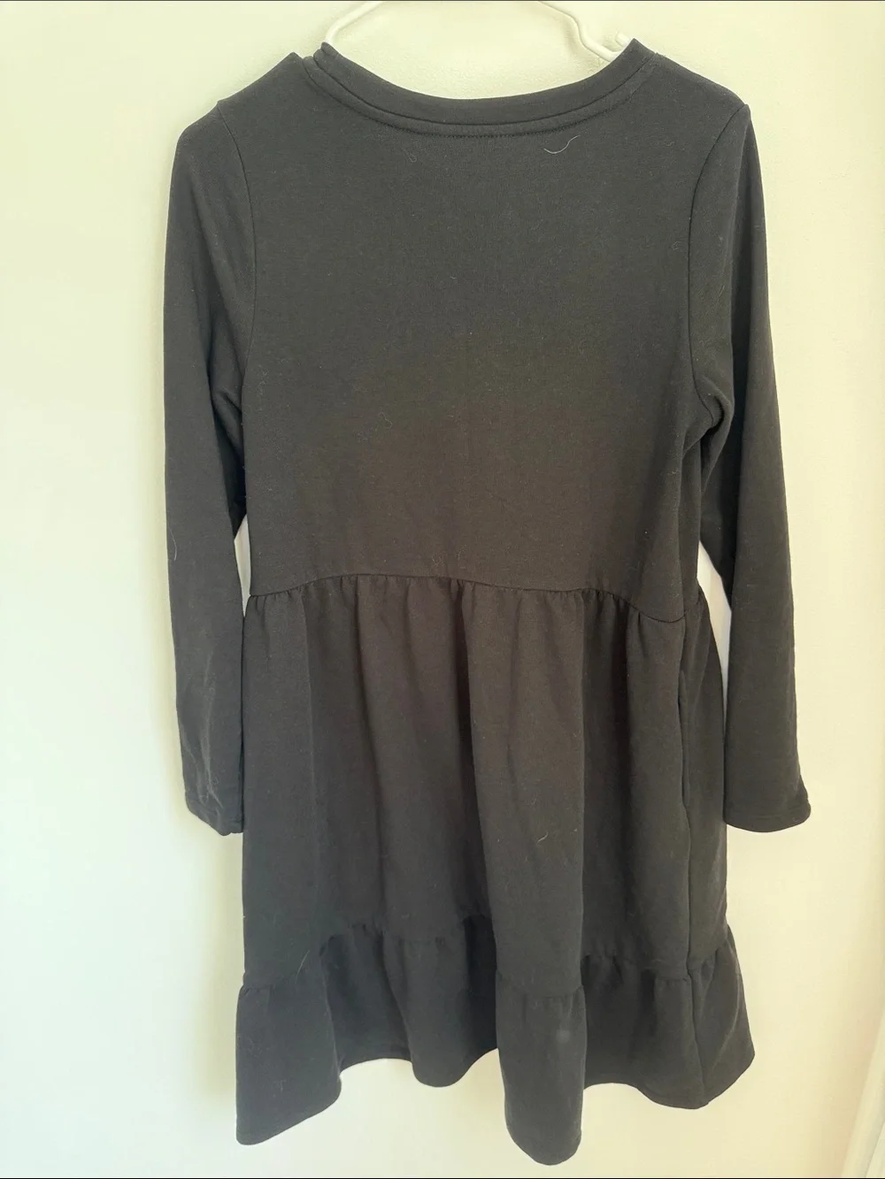 Classic Black Long-Sleeve Tiered Kids Dress